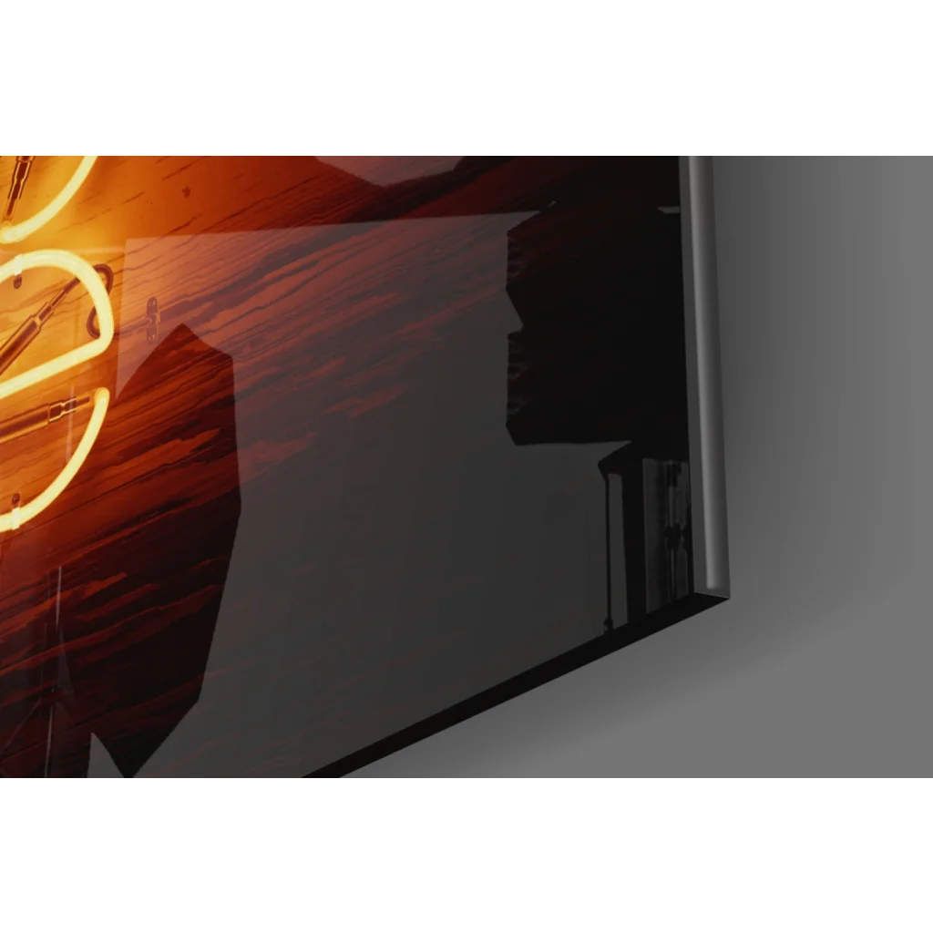 Sleek modern TV with silver frame showing Glowing Hope neon wall art