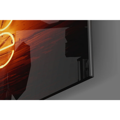 Sleek modern TV with silver frame showing Glowing Hope neon wall art