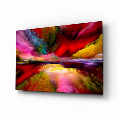Vibrant swirling colors abstract glass wall art on canvas