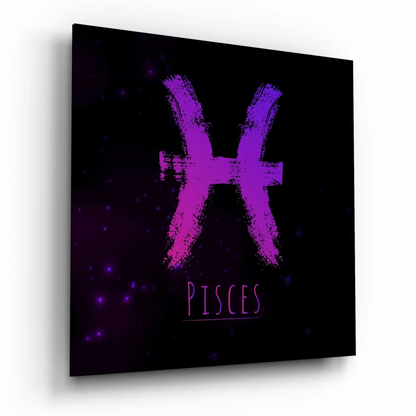 Pisces Zodiac Tempered Glass Art with Cosmic Glow | Insigneart USA | vintageantiquesgifts.com