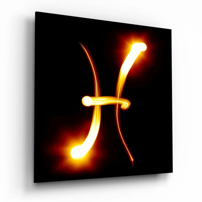 Glowing Letter H Tempered Glass Art for Your Wall | Insigneart USA | vintageantiquesgifts.com