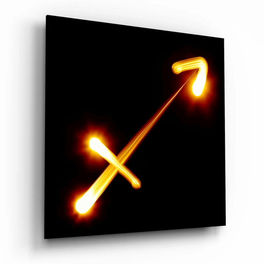 Sagittarius Zodiac Tempered Glass Art with Golden Light Trail | Insigneart USA | vintageantiquesgifts.com