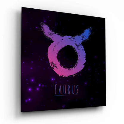 Taurus Zodiac Tempered Glass Art with Cosmic Glow | Insigneart USA | vintageantiquesgifts.com