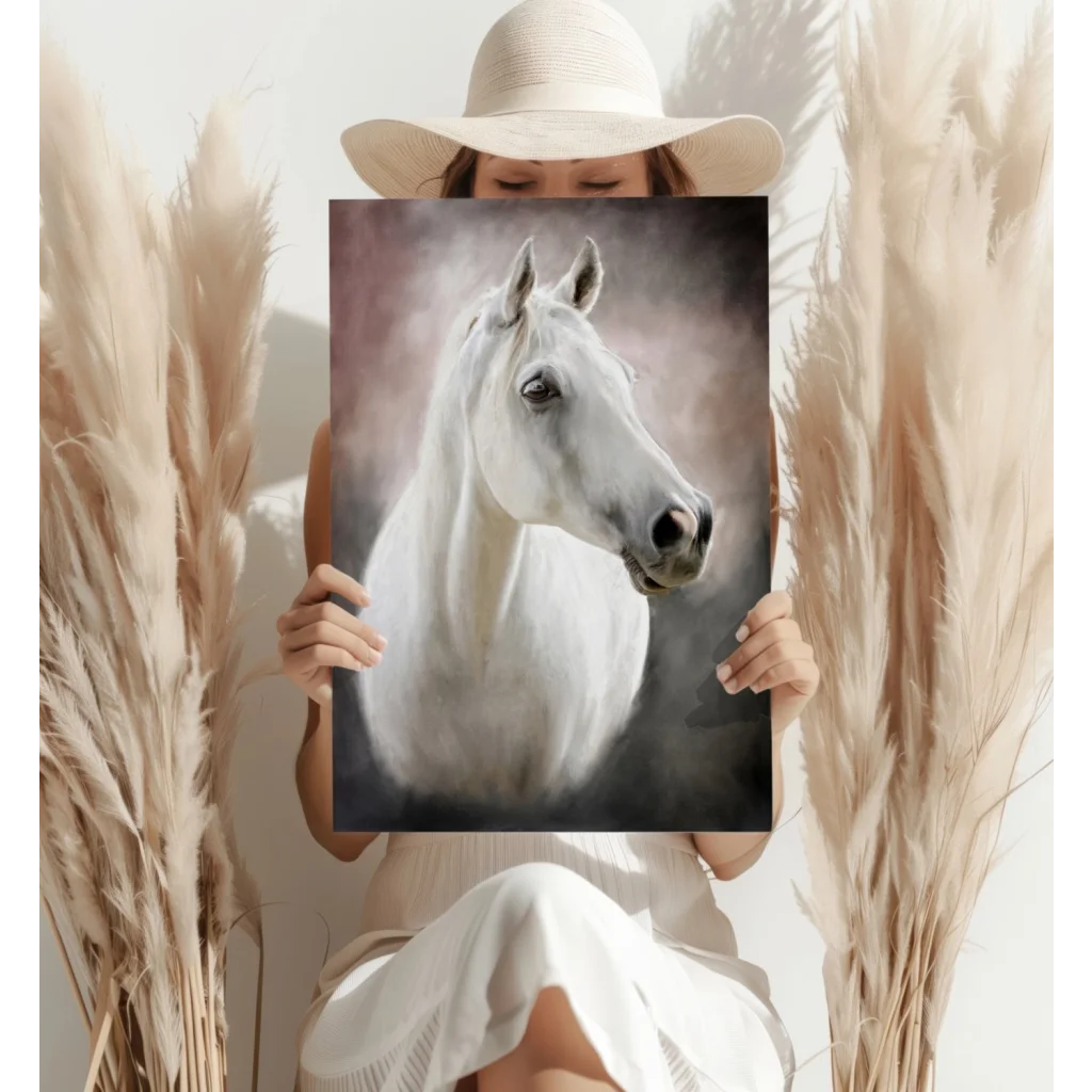 Stunning White Horse Insigne Aluminum Prints for Your Wall | Contemporary Home Wall Art | vintageantiquesgifts.com