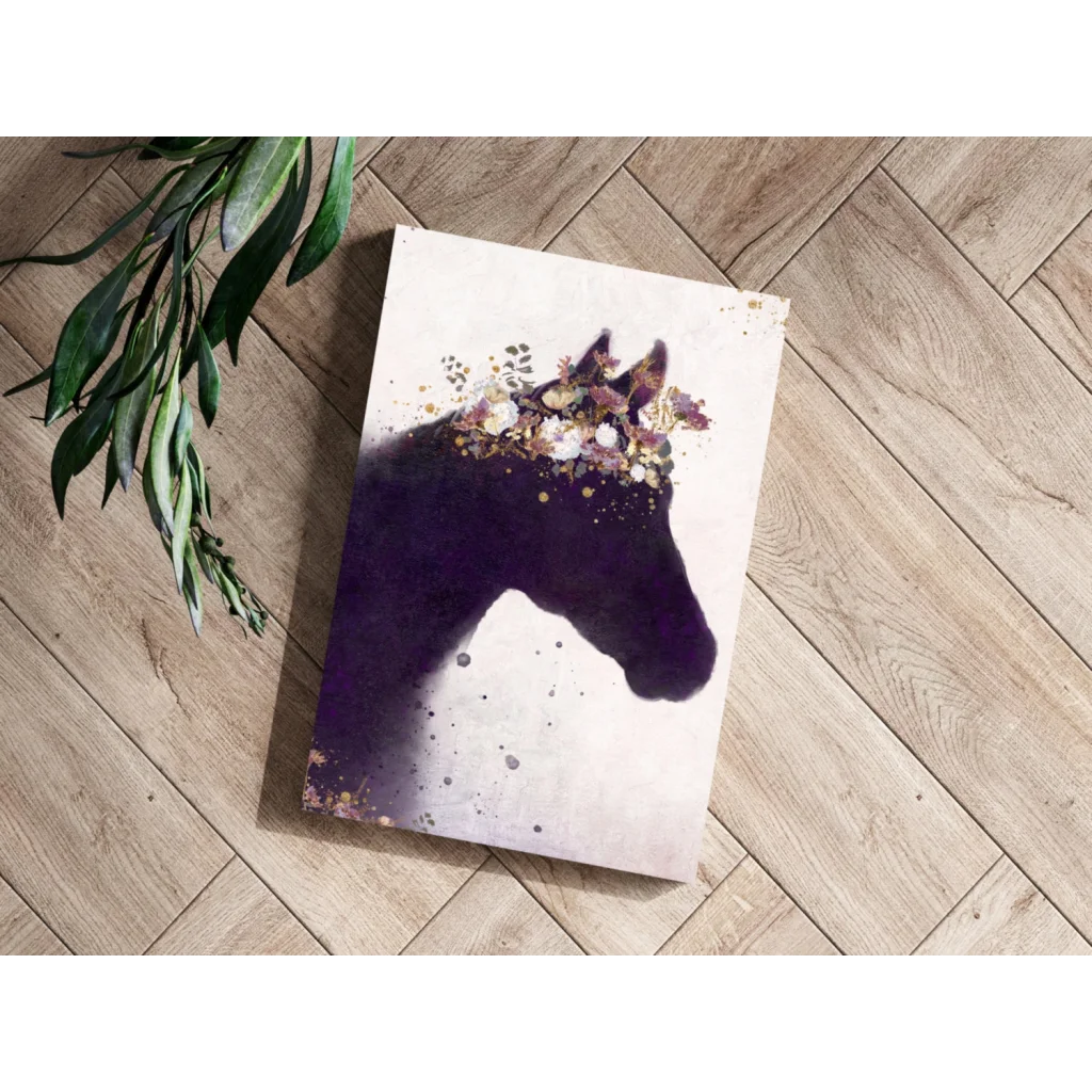 Majestic Purple Horse Insigne Aluminum Prints with Gold Accents | Modern Wall Art Decor | vintageantiquesgifts.com