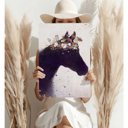 Majestic Purple Horse Insigne Aluminum Prints with Gold Accents | Contemporary Home Wall Art | vintageantiquesgifts.com