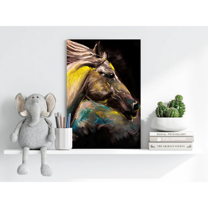 Vibrant abstract horse portrait on Insigne aluminum print
