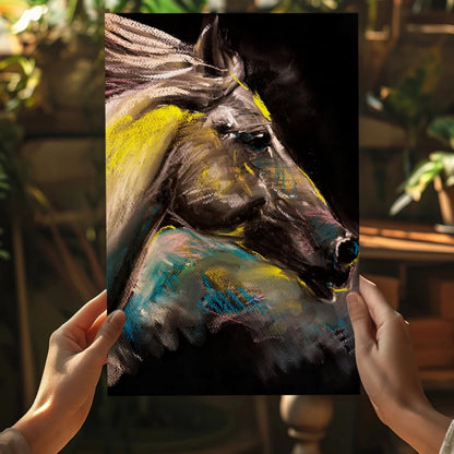 Vibrant pastel horse head on insigne aluminum print
