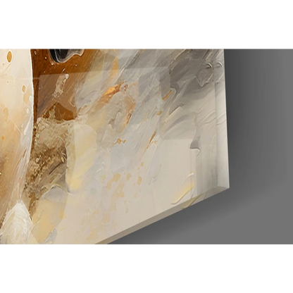 Majestic white horse abstract canvas wall art with gold accents