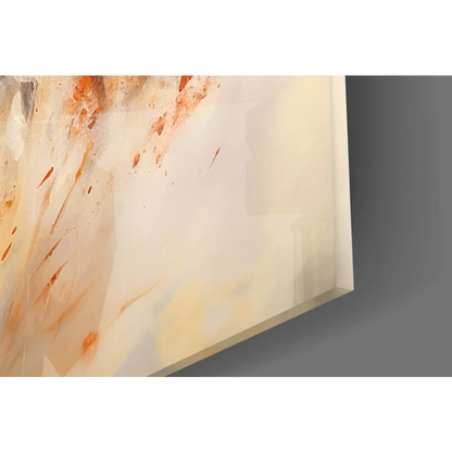 Abstract cream and orange wild horses in motion canvas wall art
