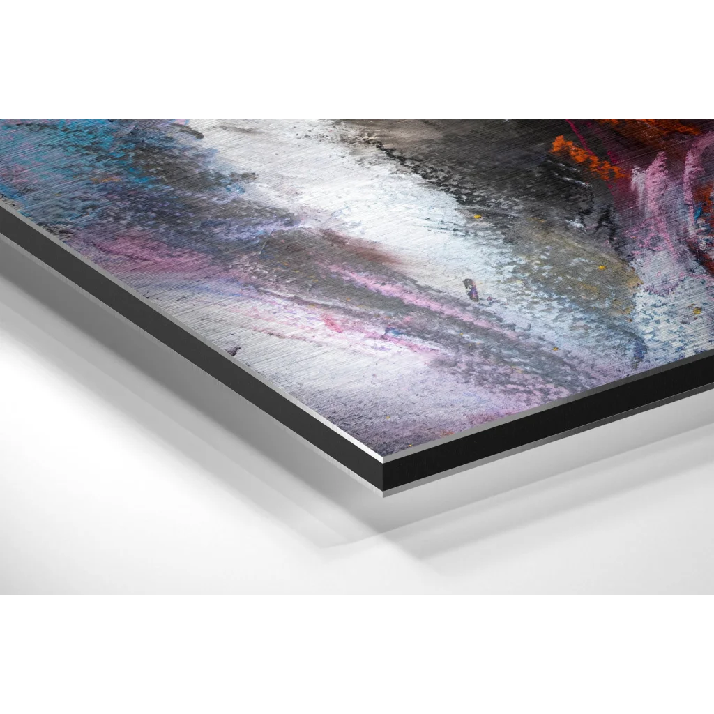 Glass Wall Art Stunning abstract art on brushed aluminium dibond print with blue hues