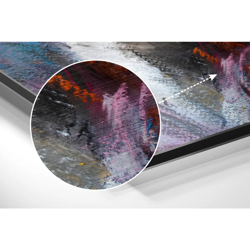 Stunning abstract canvas art on brushed aluminium dibond print