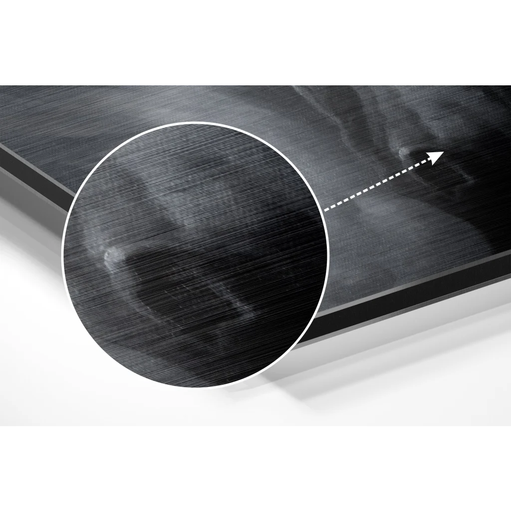 Stunning black brushed aluminium dibond wall art with linear texture