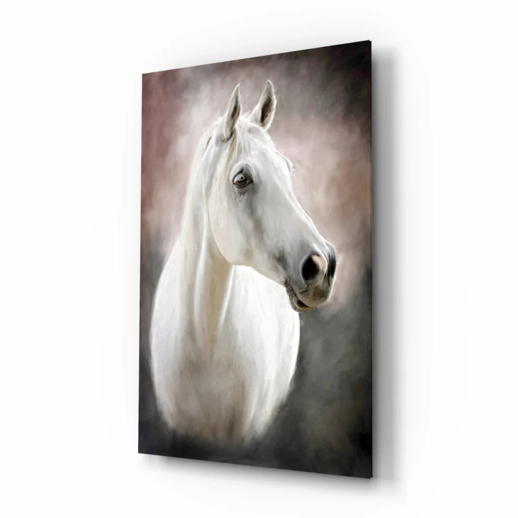 Majestic White Horse Canvas Wall Art With Dreamy Brushstrokes | Insigneart USA | vintageantiquesgifts.com
