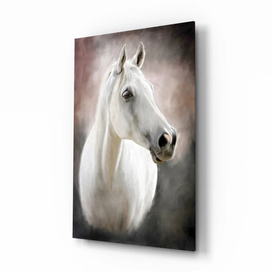Majestic White Horse Canvas Wall Art With Dreamy Brushstrokes | Insigneart USA | vintageantiquesgifts.com