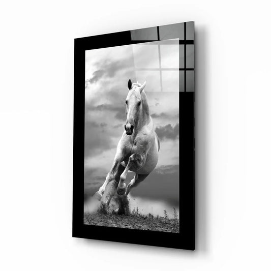 Surreal Horse Leap Glass Wall Art in Black Frame | Insigneart USA | vintageantiquesgifts.com