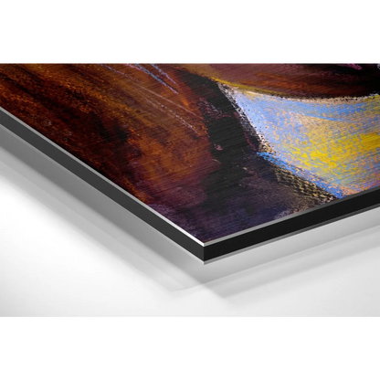 Vibrant horse abstract art on brushed aluminium dibond print with bold strokes