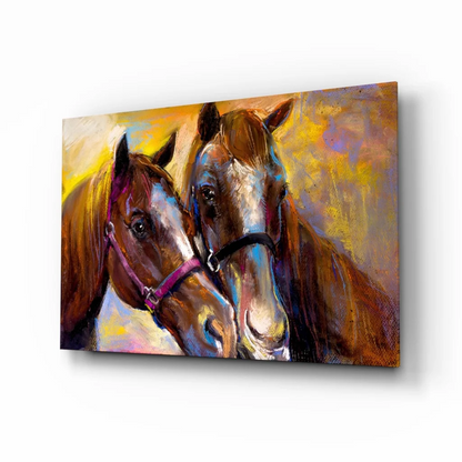 Stunning Horse Glass Wall Art in Bold Abstract Colors | Insigneart USA | vintageantiquesgifts.com