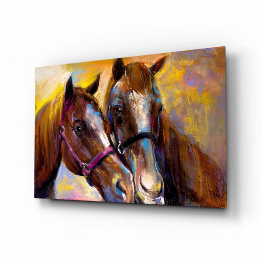Stunning Horse Glass Wall Art in Bold Abstract Colors | Insigneart USA | vintageantiquesgifts.com