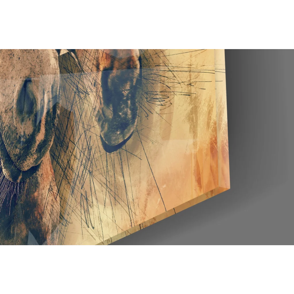 Abstract earthy tones eyes canvas wall art with textured brushstrokes