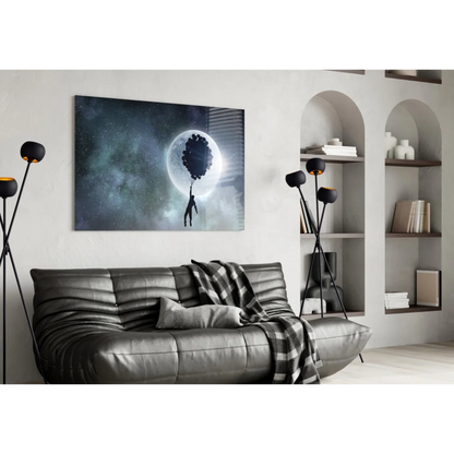 Moonlit Balloon Dreams Canvas Wall Art | Contemporary Home Wall Art | vintageantiquesgifts.com