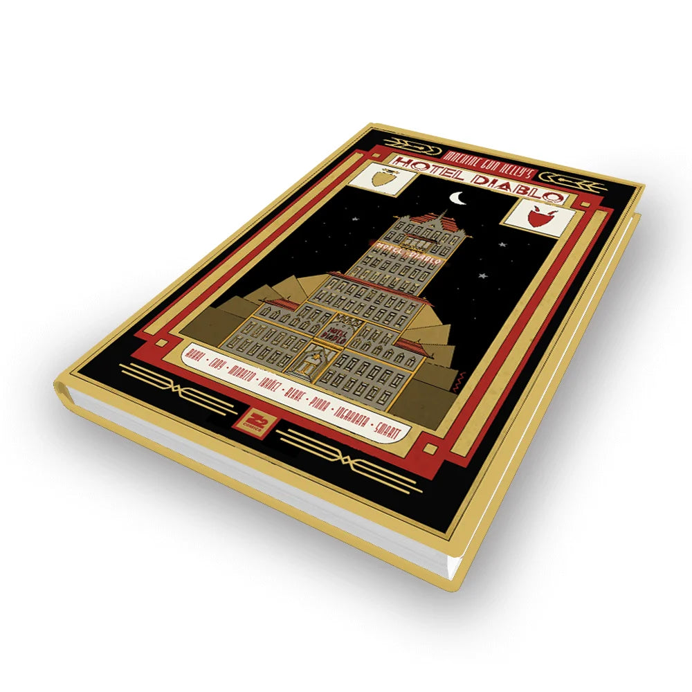 Art Deco journal with building illustration from Hotel Diablo by Machine Gun Kelly