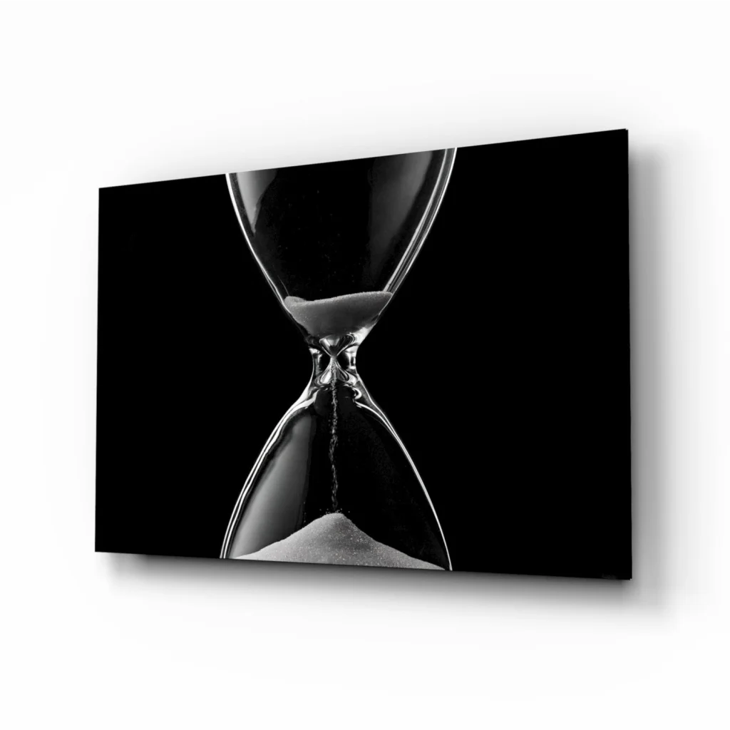 Black-and-white hourglass glass wall art canvas print