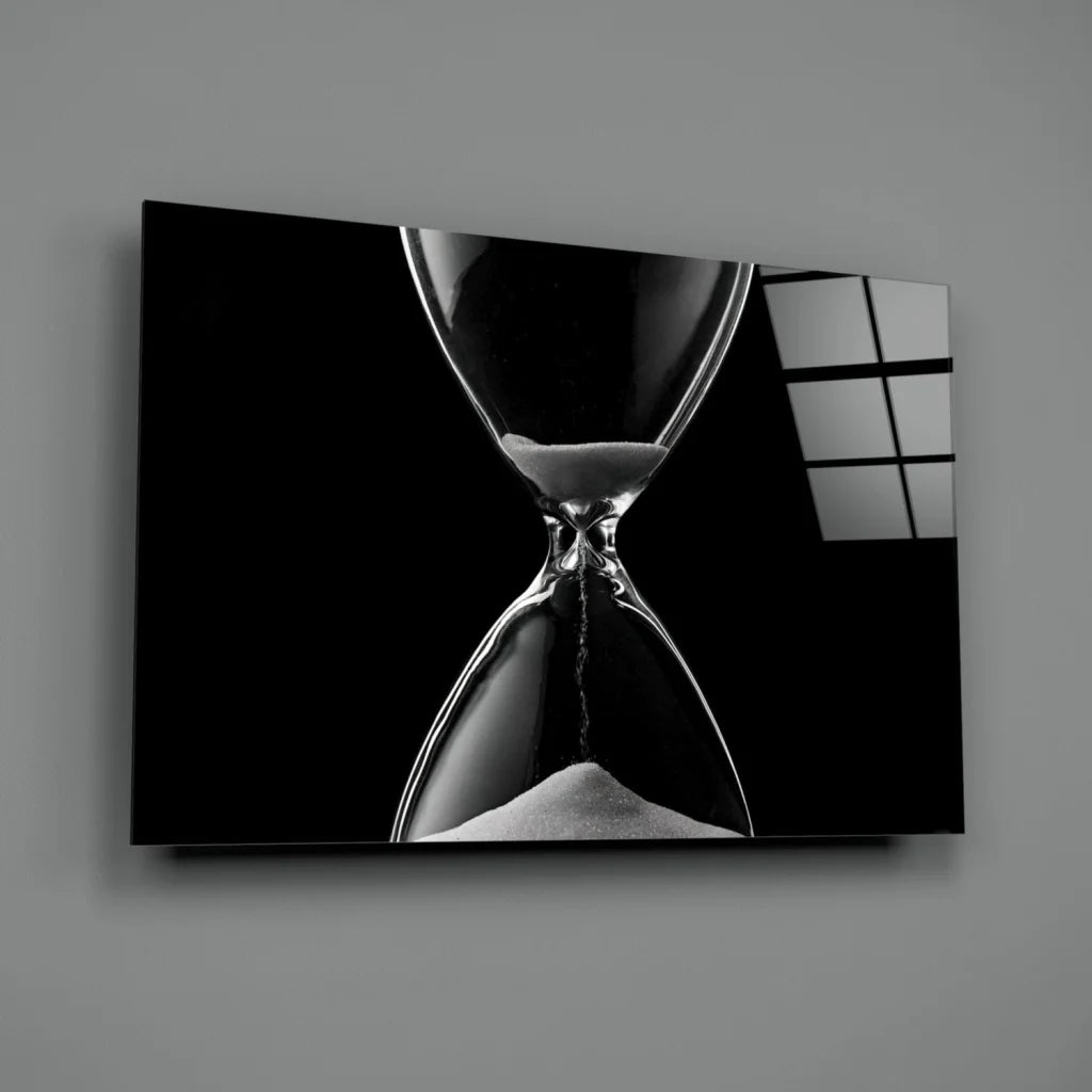Black-and-white hourglass glass wall art canvas print