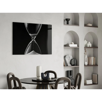 Black-and-white minimalist hourglass glass wall art canvas print