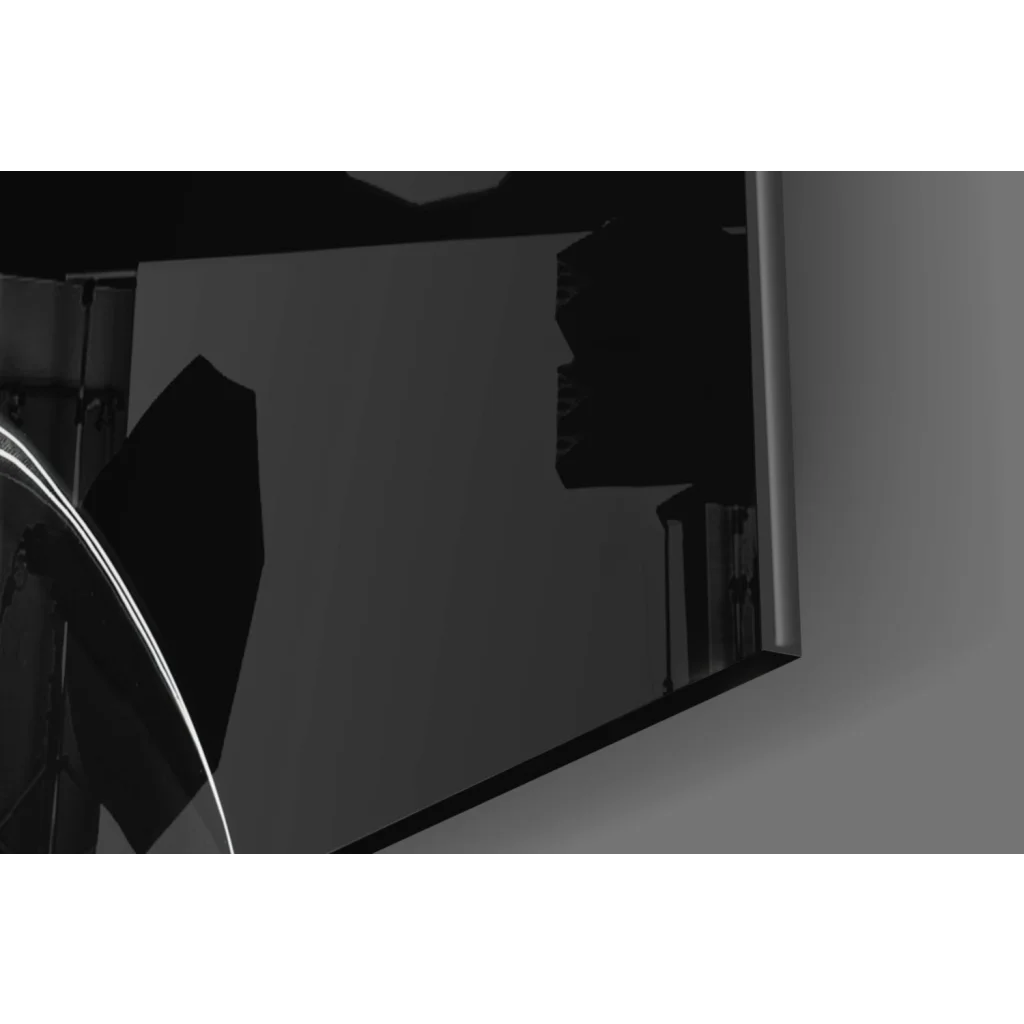 Sleek black-and-white hourglass glass wall art on minimalist canvas print