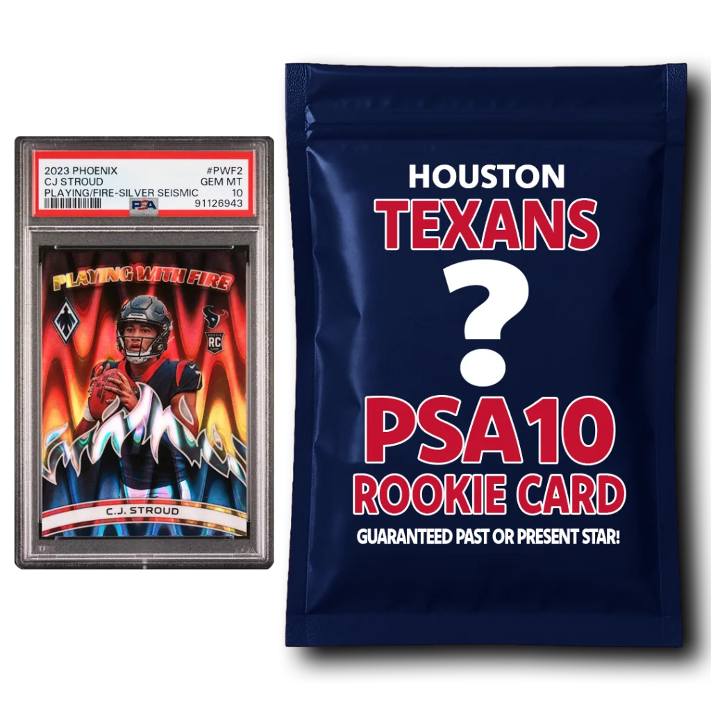 CJ Stroud rookie card and Houston Texans PSA 10 pack with Panini Donruss and Panini Prizm