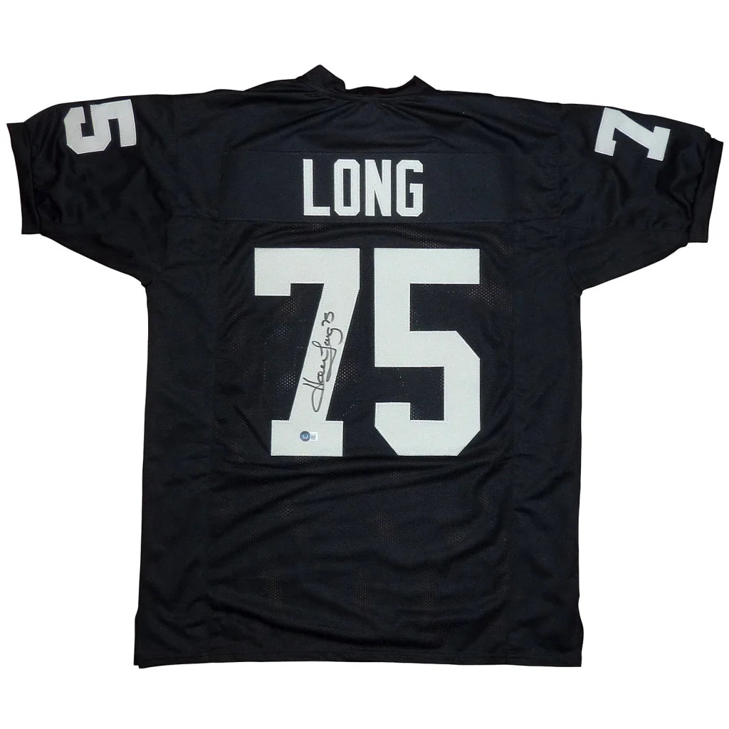 Howie Long autographed Oakland Raiders black jersey #75 with Long on back