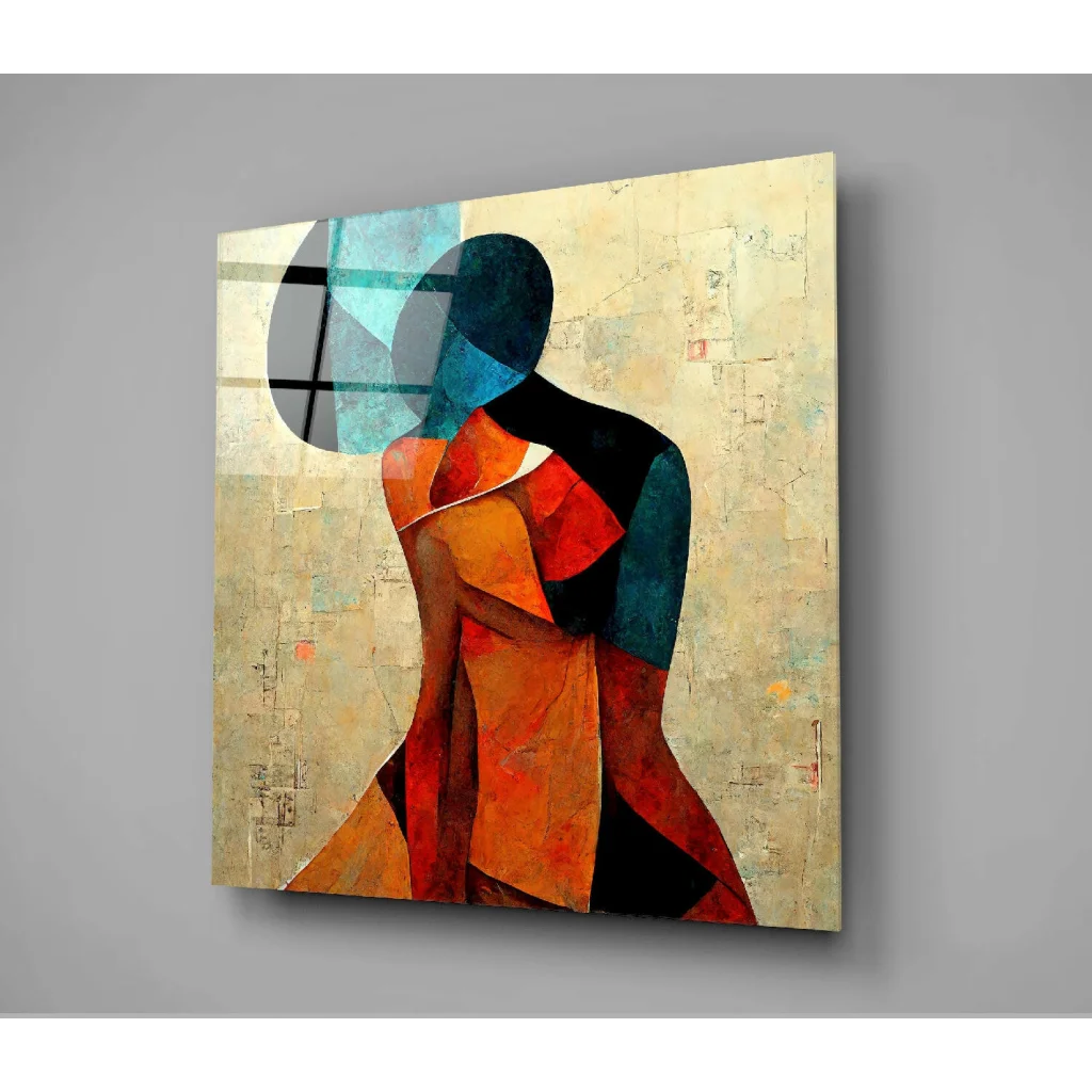 Bold Geometric Abstract Wall Art Canvas with Textured Marble Design | Glass Wall Art Print | vintageantiquesgifts.com