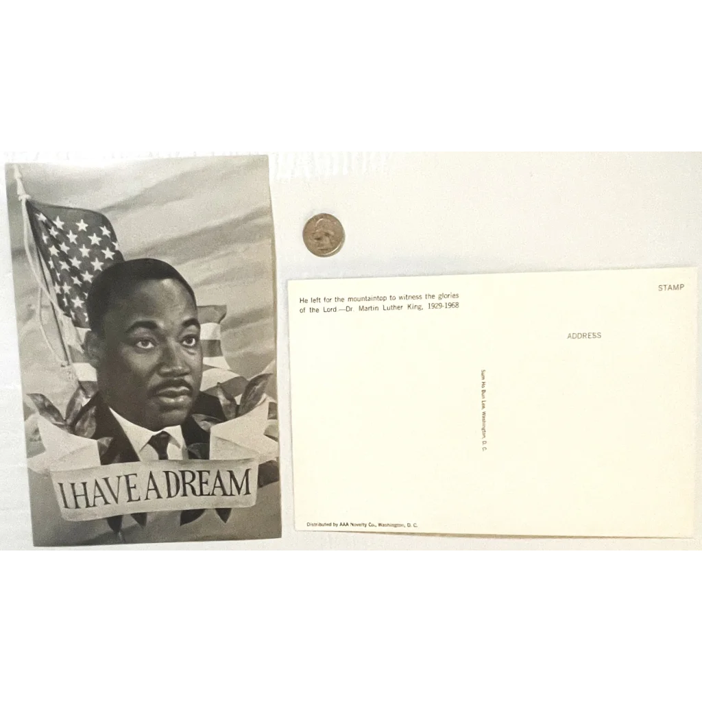 Huge Vintage 1960s Commemorative Martin Luther King Postcard MLK Washington D.C. Collectibles Antique Collectible Items
