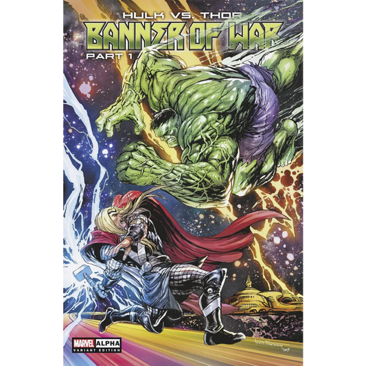 Hulk vs Thor War Alpha Issue Epic Battle Comic cover showcasing alpha issue action