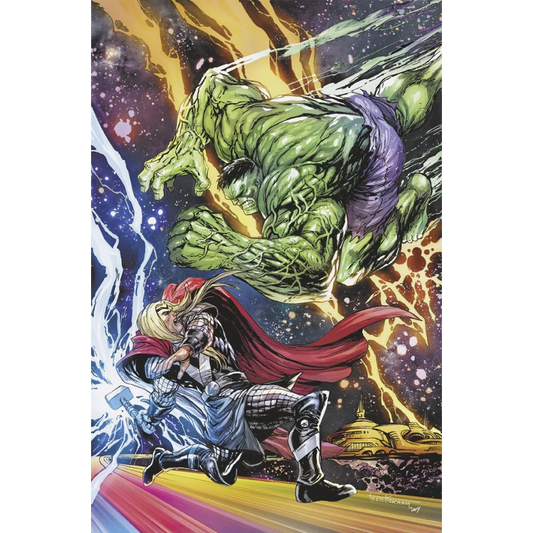 Epic Hulk vs Thor War Alpha battle comic cover by Donny Cates featuring Thor banner
