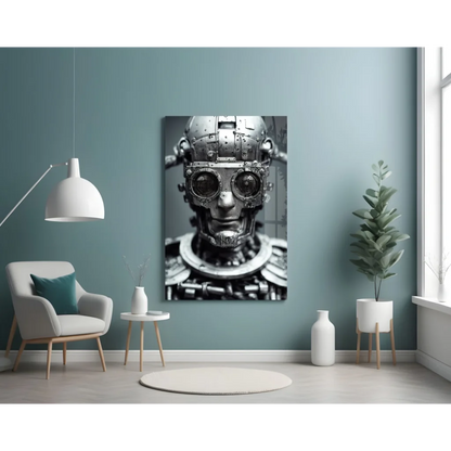 Steampunk Robot Glass Wall Art Canvas Print | Contemporary Home Wall Art | vintageantiquesgifts.com