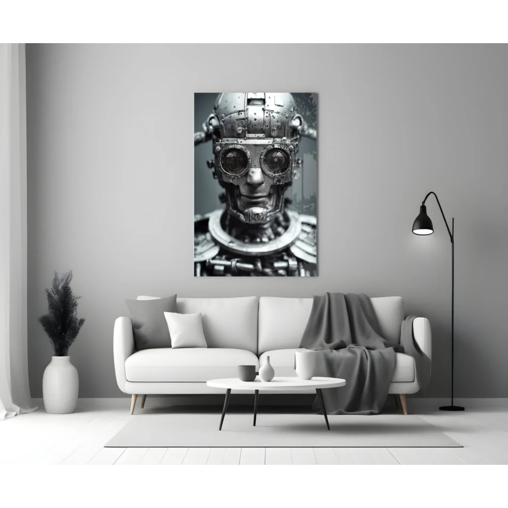 Steampunk Robot Glass Wall Art Canvas Print | Modern Wall Art Decor | vintageantiquesgifts.com