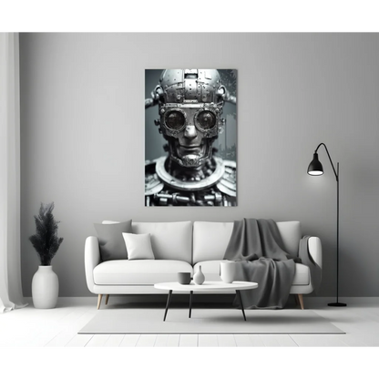 Steampunk Robot Glass Wall Art Canvas Print | Modern Wall Art Decor | vintageantiquesgifts.com