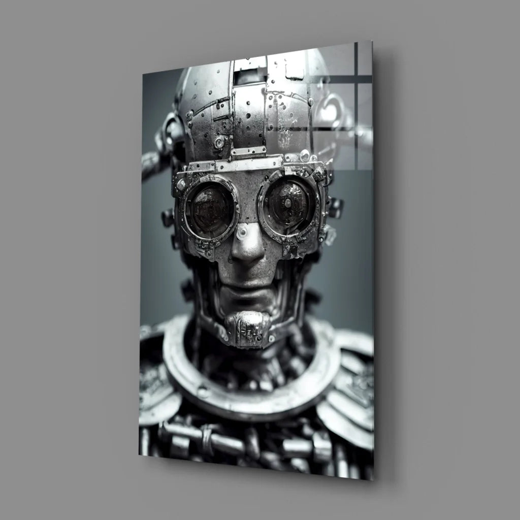 Steampunk Robot Glass Wall Art Canvas Print | Glass Wall Art Print | vintageantiquesgifts.com