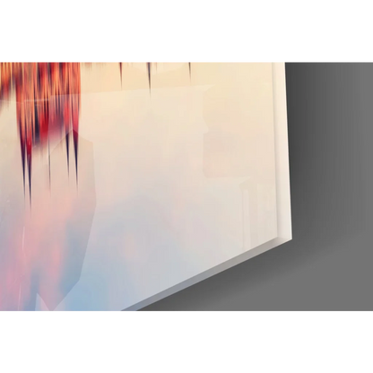 Abstract red black drips glass wall art of Hungarian Parliament Building