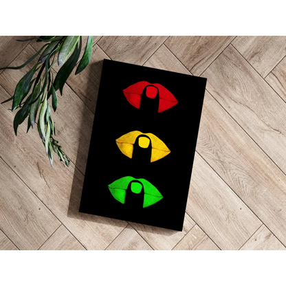 Black traffic light lips on insigne aluminum prints