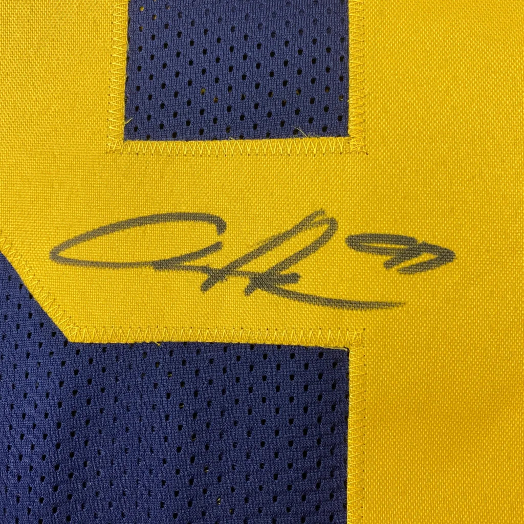 Hutchinson 97 custom jersey with yellow navy mesh and authentic signature