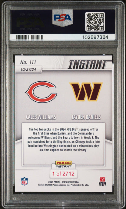 Graded 2024 Panini Instant Jayden Daniels Caleb Williams Dual Rookie RC Football Card PSA 10 Gem Mint