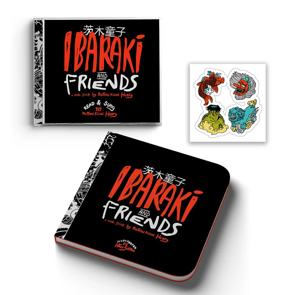Ibaraki and Friends set with CD, hardcover book, stickers by Ashley Heafy featuring Kiichi Heafy and Half Sumo