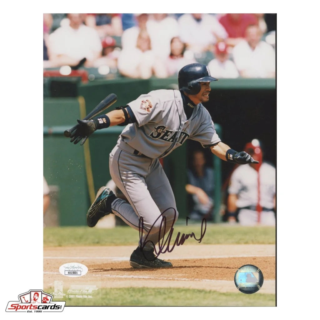 Ichiro Suzuki signed Seattle Mariners gray uniform photo