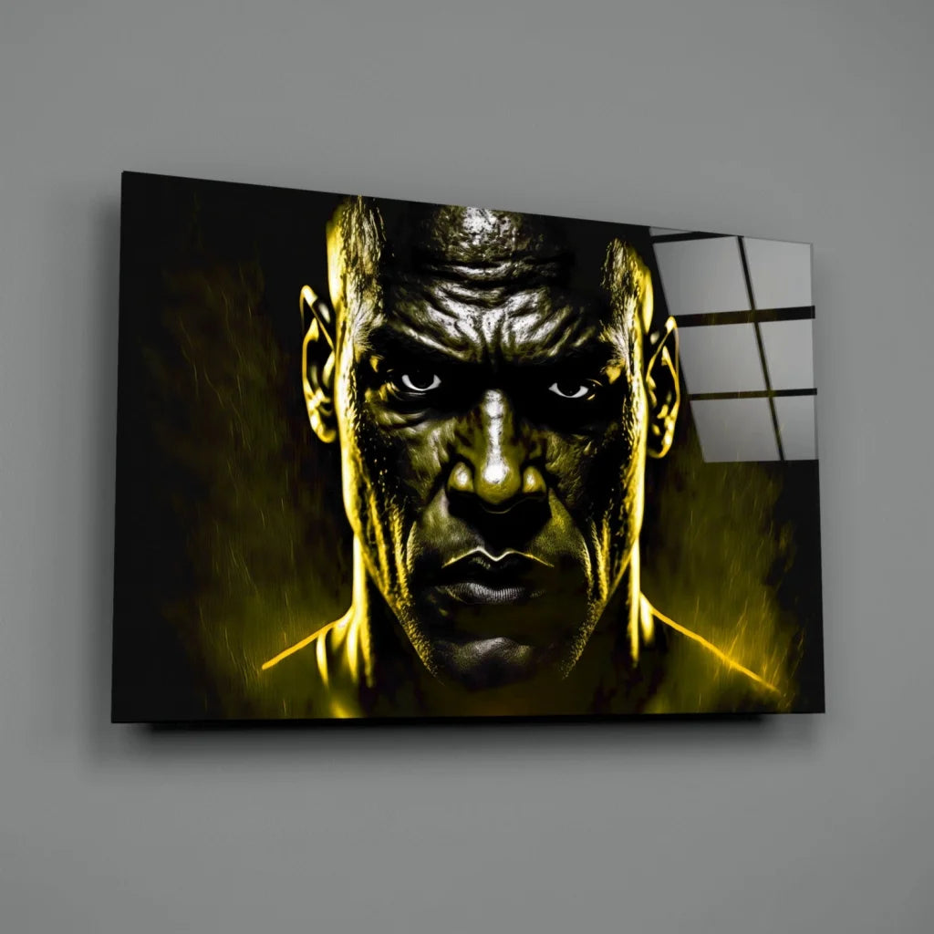 Intense Portrait Canvas Wall Art with Dramatic Gold Lighting | Glass Wall Art Print | vintageantiquesgifts.com