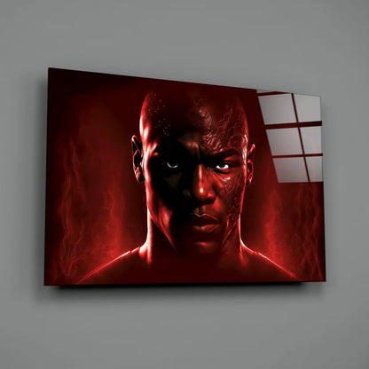 Mike Tyson red glow glass wall art canvas print portrait
