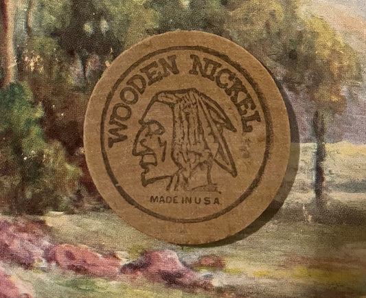 Vintage Copper Door Wooden Nickel Token Good For 1 Free Drink Springfield Massachusetts Bar Coin Collectible NOS ✨