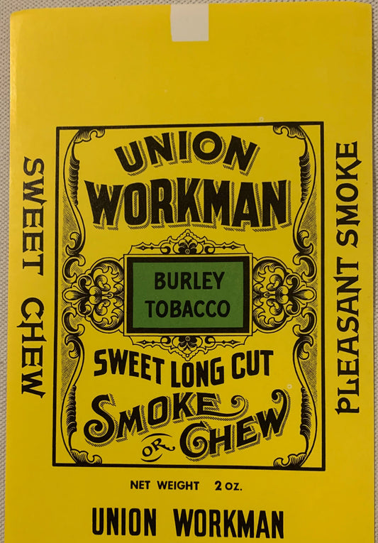 Antique Union Workman Tobacco Label 🌿 Scotten Dillon Co Detroit NOS Burley Long Cut Circa 1910 American Made